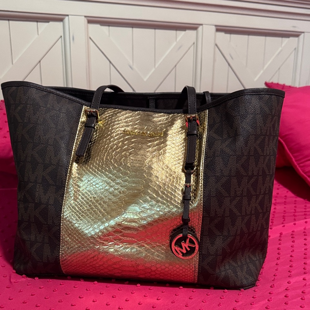 Michael Kors Brown and Gold Tote